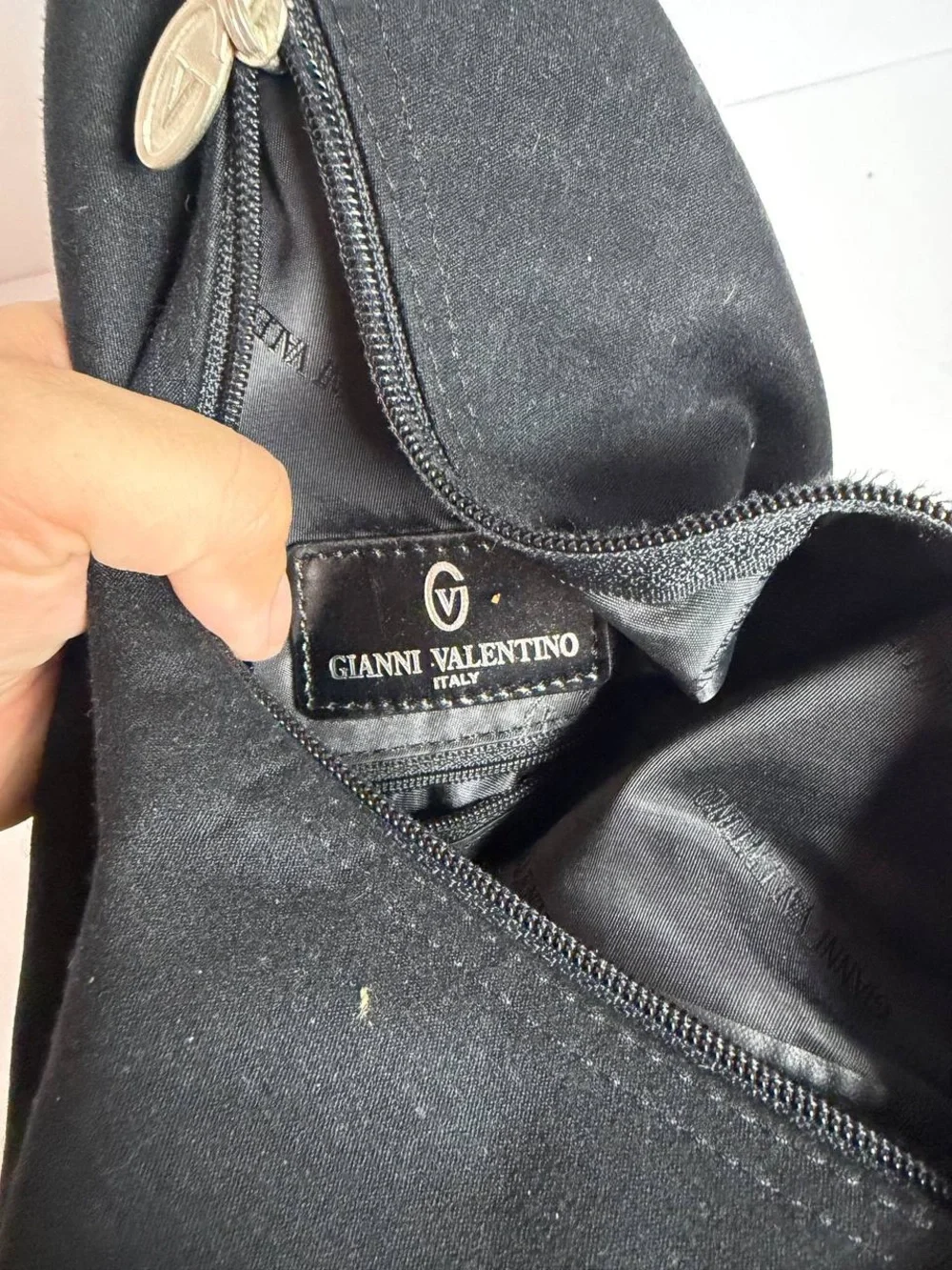 Gianni Valentino Black Convertible Sling Backpack Bag